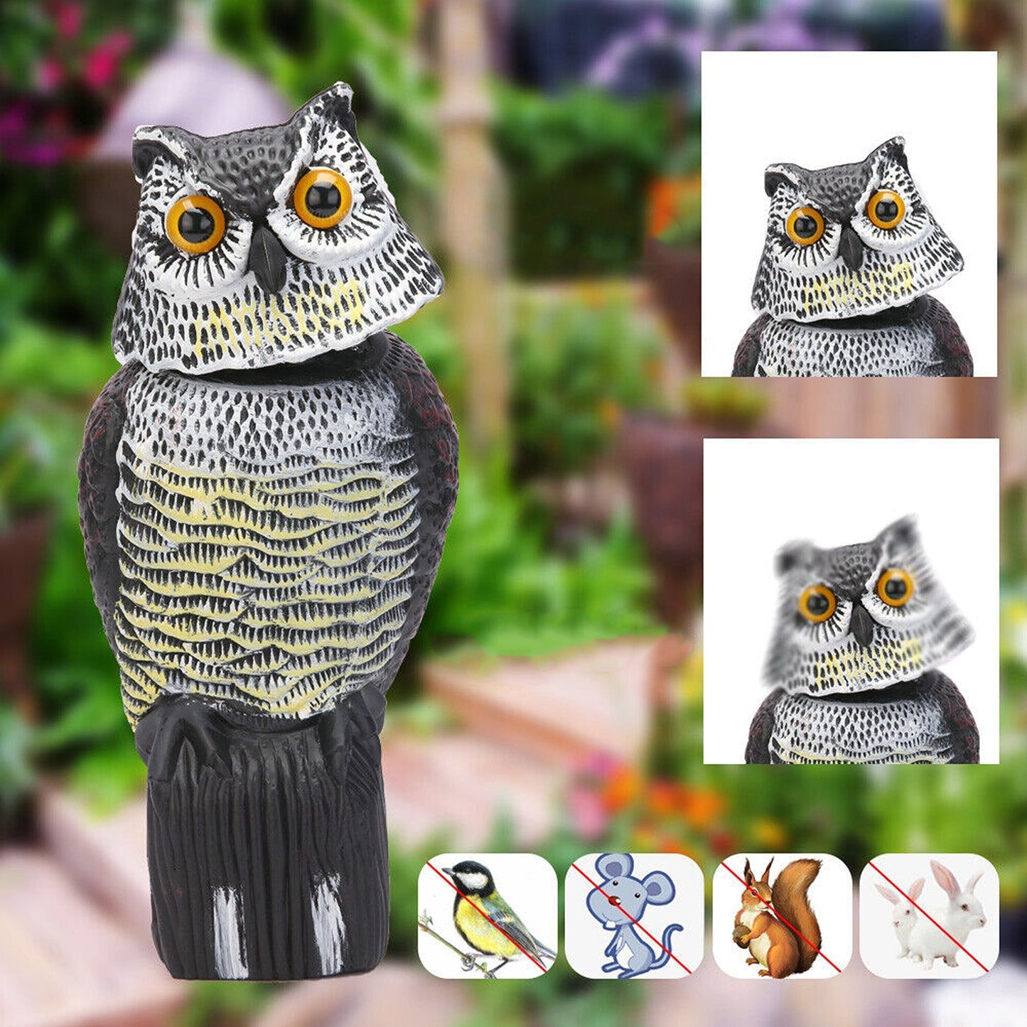 Owl Decoy Bird Repeller for Gardens Realistic Pigeon Deterrent