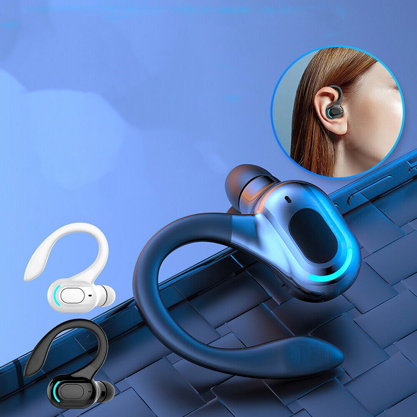 Bluetooth 5.2 Wireless Earpiece Trucker Handsfree Single Earbud Headset