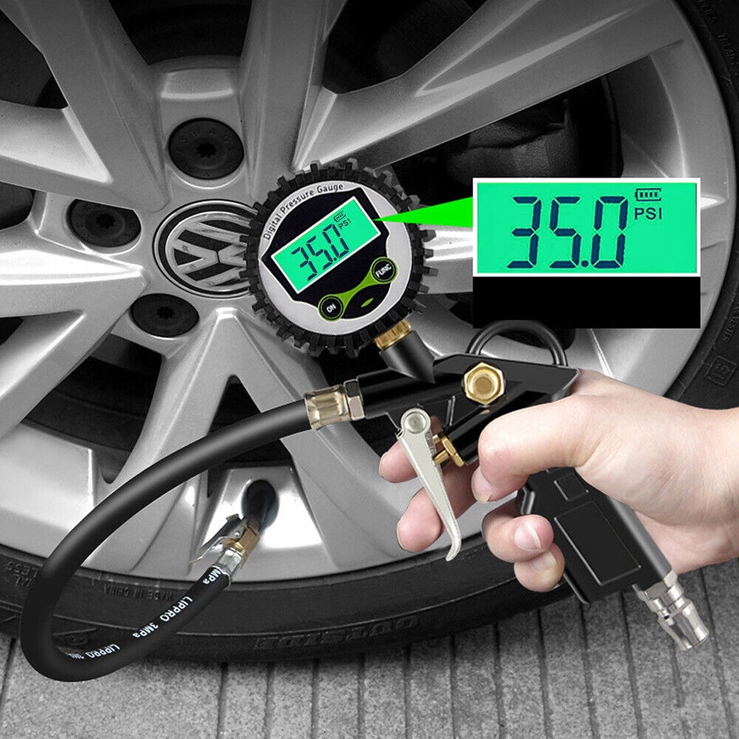 Digital Tyre Pressure Gauge with Air Inflator for Trucks and Cars