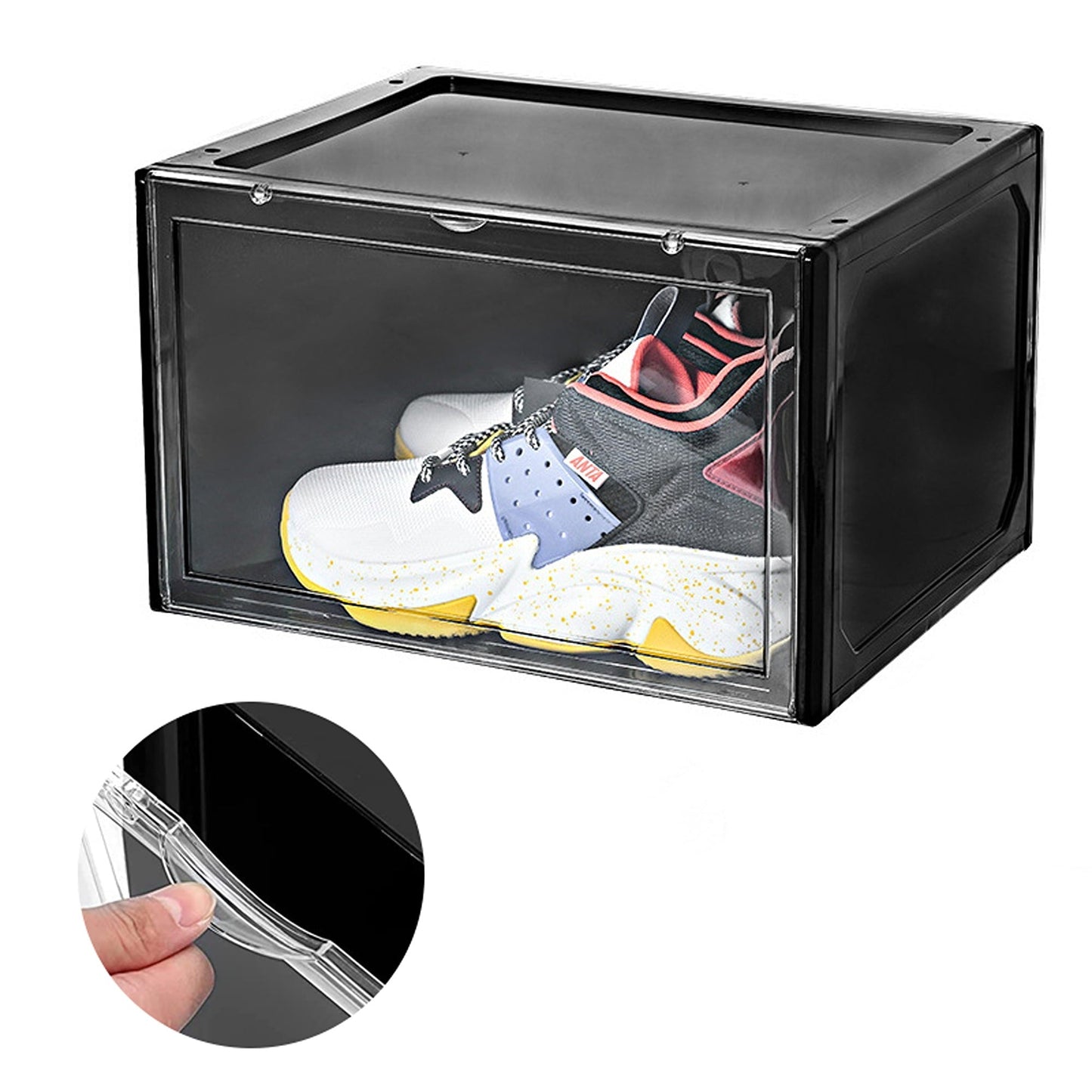 1x Premium Sneaker Display Shoe Box Stackable Clear Storage Side