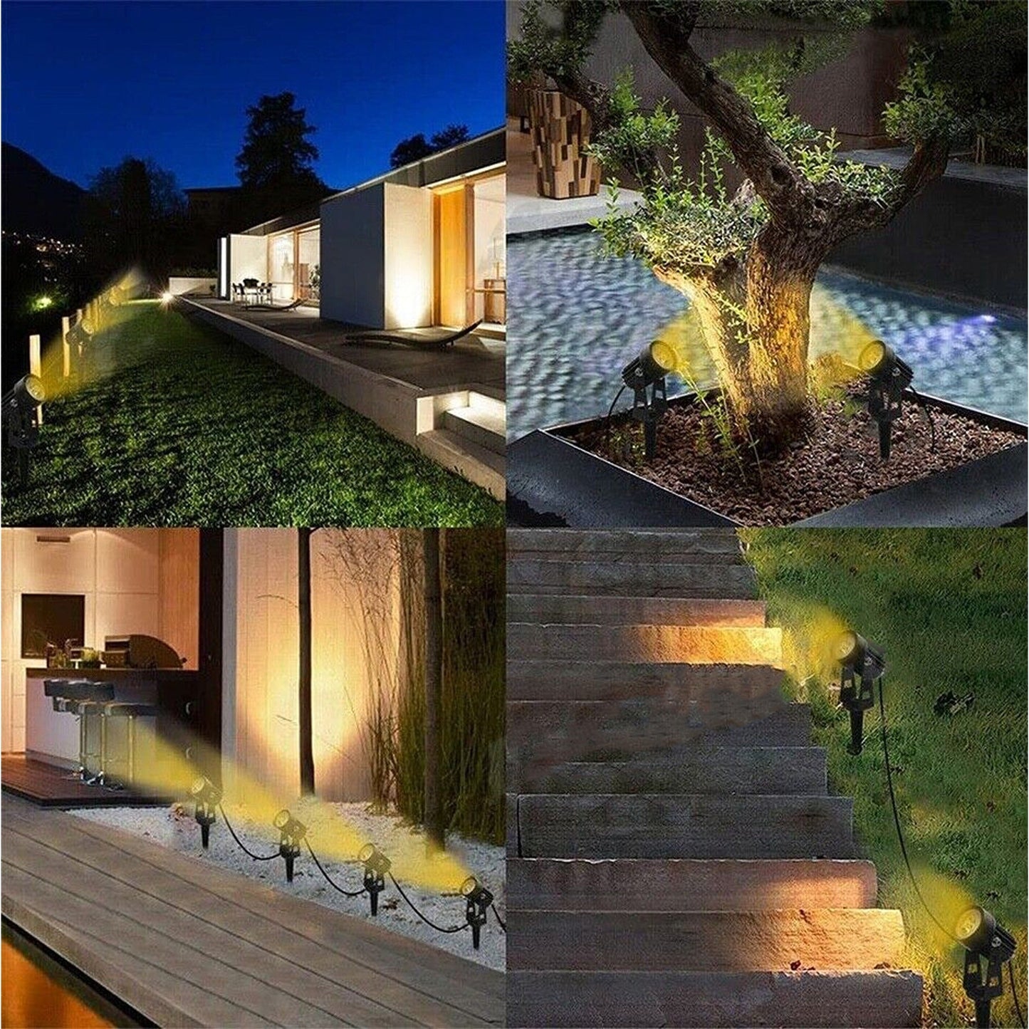 Outdoor Pathway Lawn and Fence Garden Spot Lights with Solar LED