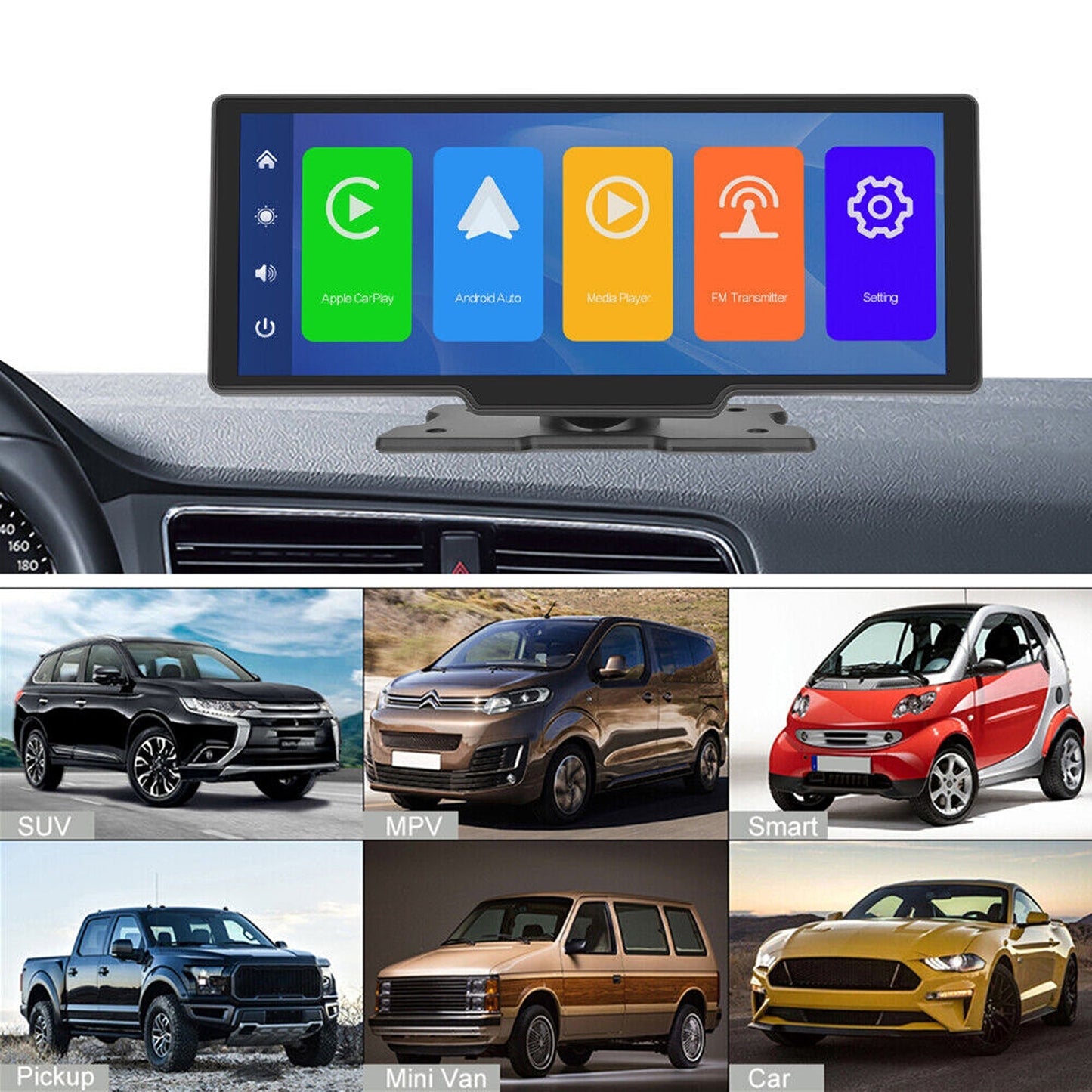 10.26in Touch Screen Car Stereo with Wireless Apple Carplay and Android Auto