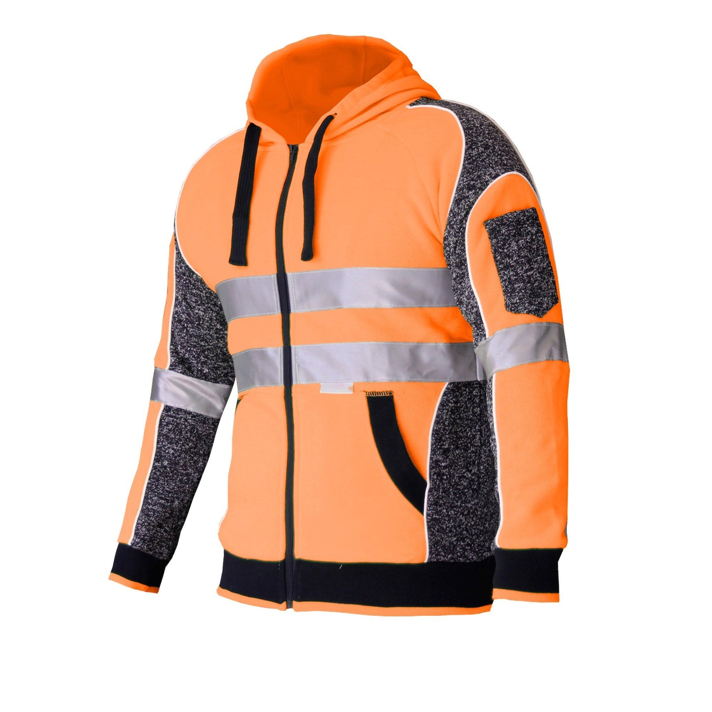 Orange Navy 3M Reflective Work Jumper Jacket with Full Zip