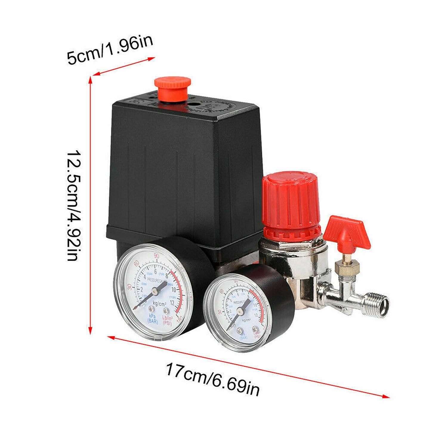 Air Compressor Pressure Switch Valve Control Manifold Regulator with Gauges