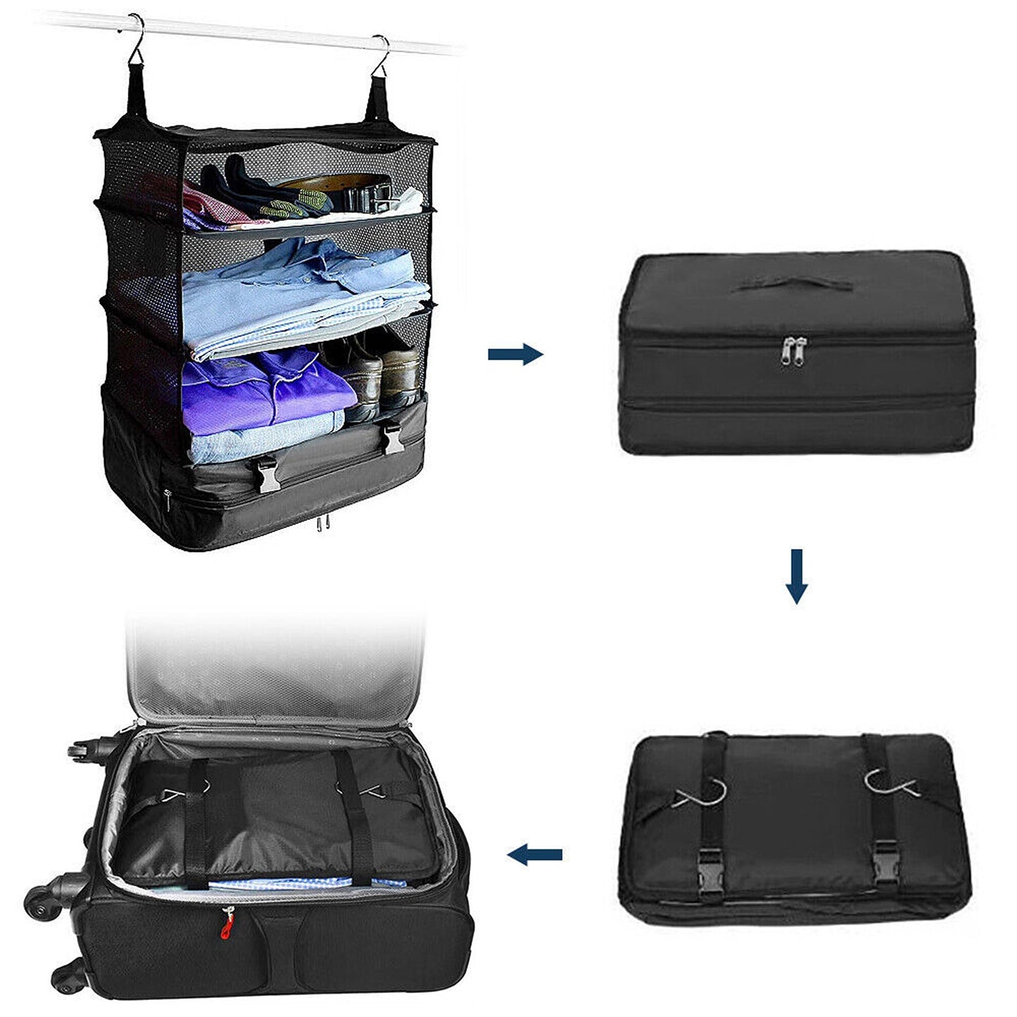 4-Layer Mesh Hanging Storage Bag for Camping and Travel Foldable
