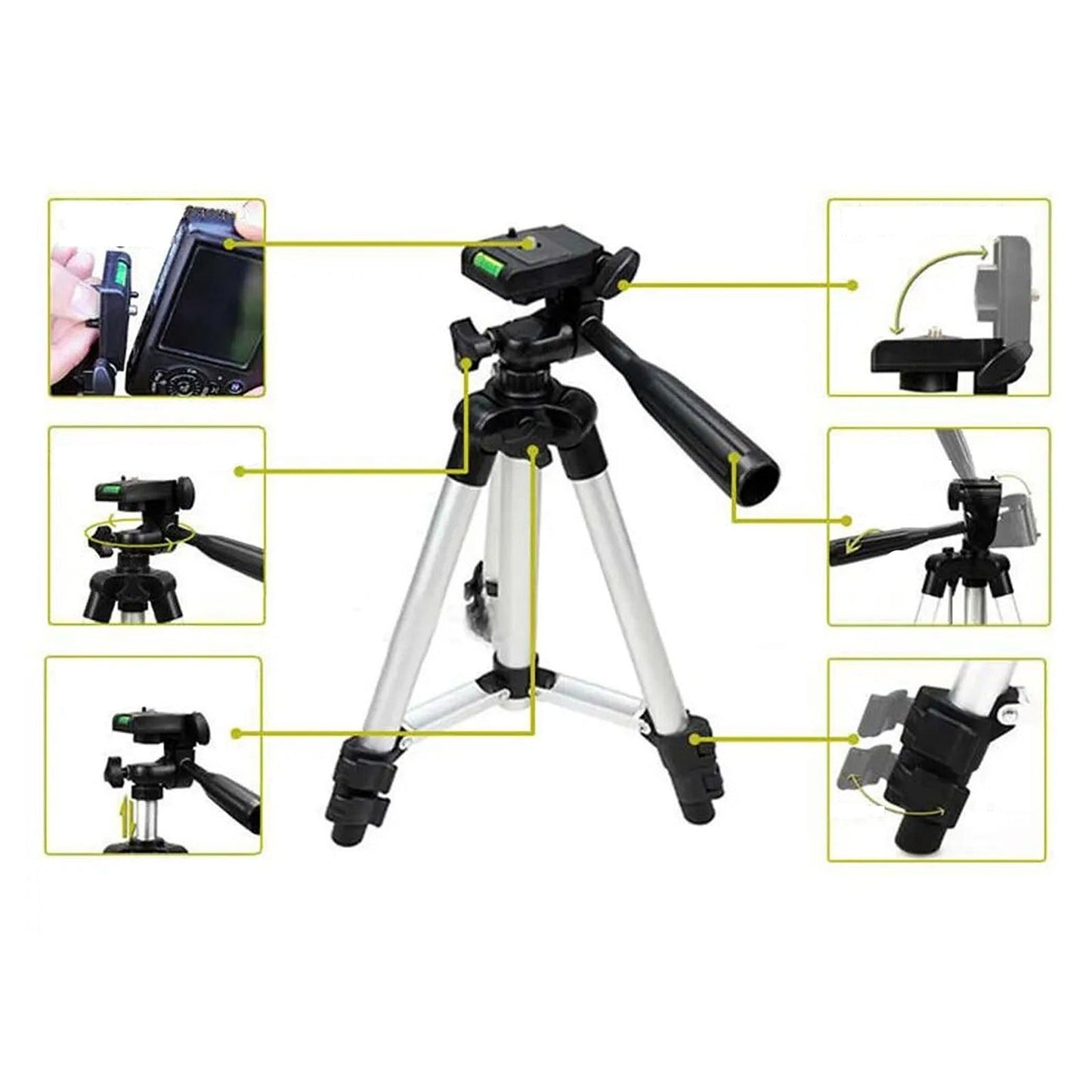Adjustable Tripod Camera Stand for iPhone and Samsung with Mount Holder