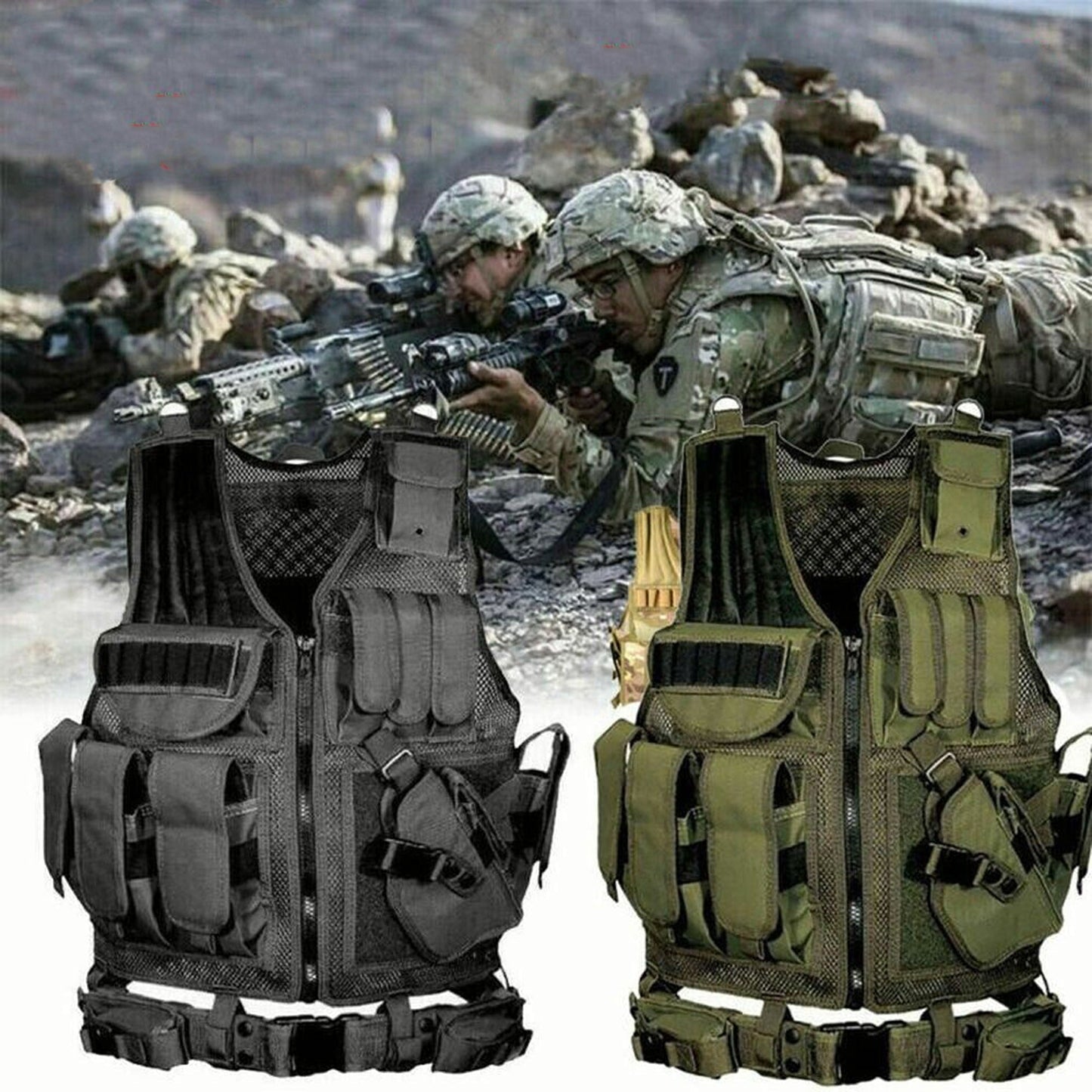Combat Armor Plate Carrier Vest Molle Paintball Army Gear