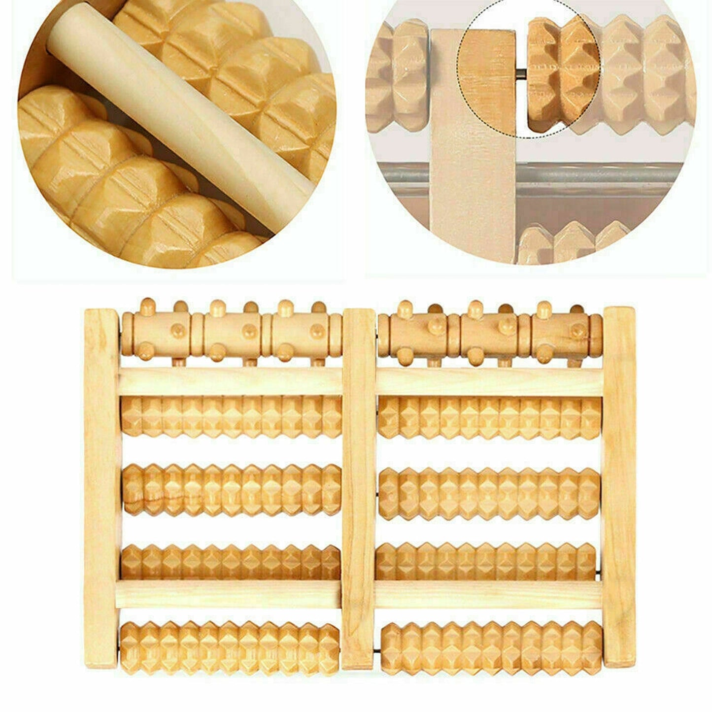 Wooden Foot Massage Roller Plantar Fasciitis Relief Acupressure Tool