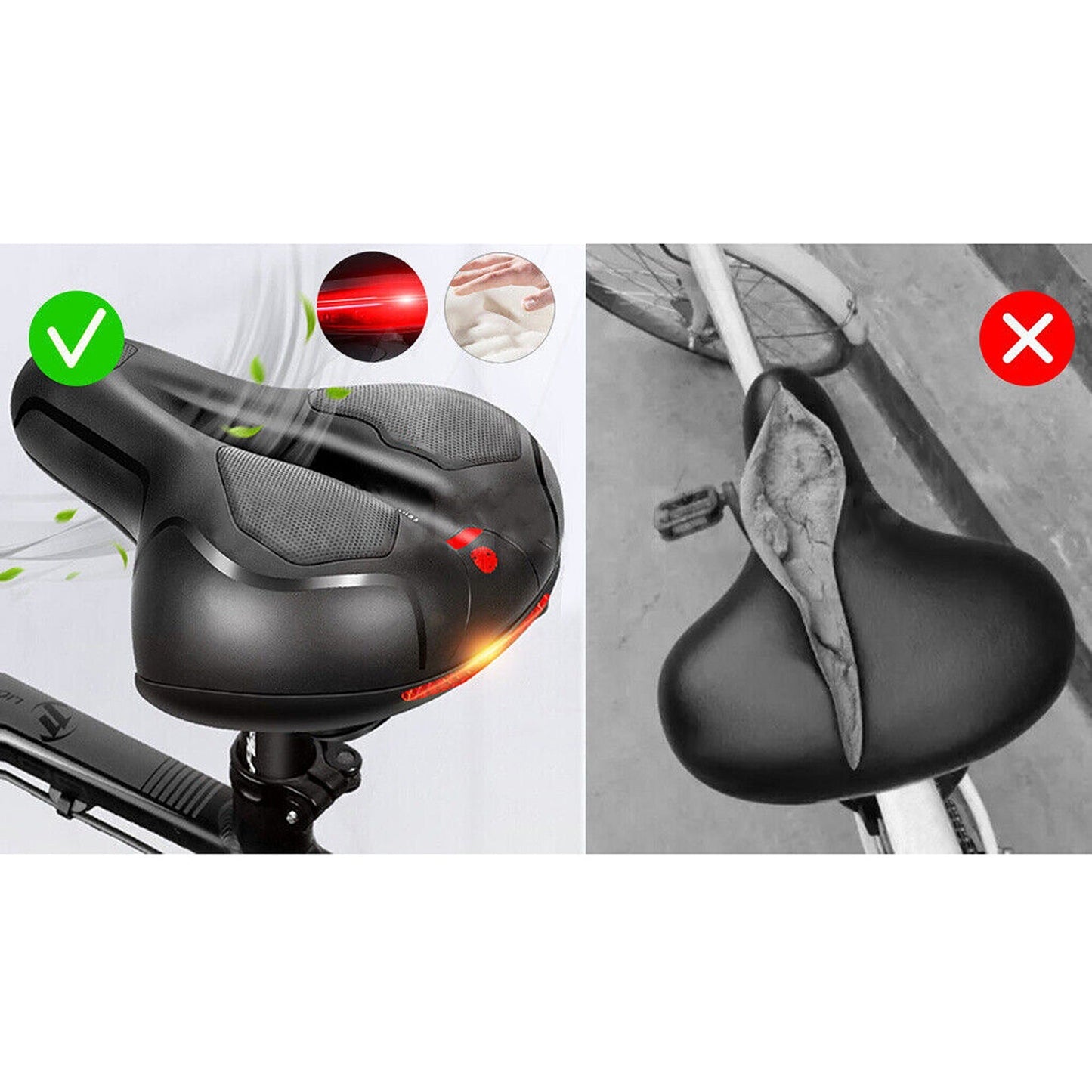 Extra Comfort Wide Gel Cruiser Bike Seat with Soft Pad