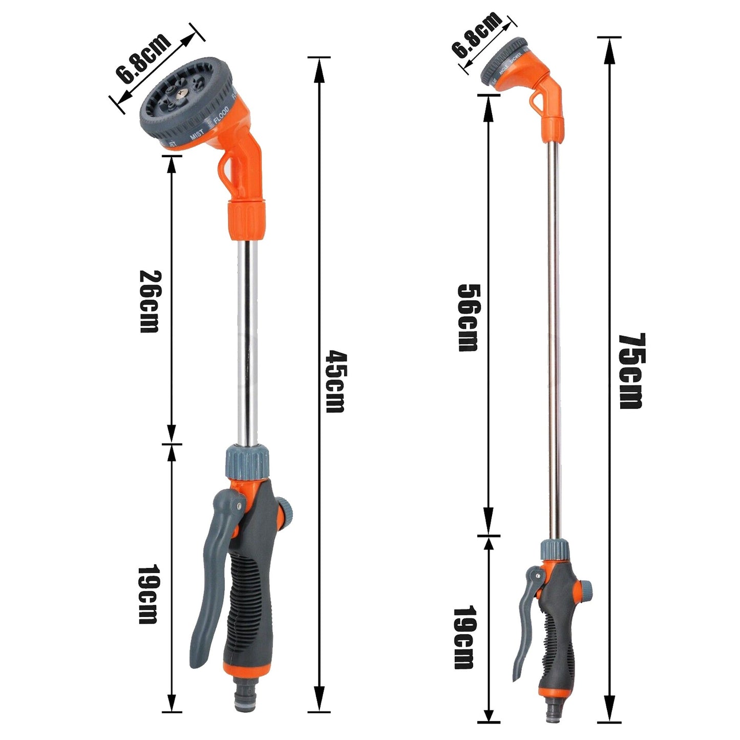 Long Handled 10 Pattern Watering Wand Gun Hose Trigger Nozzle