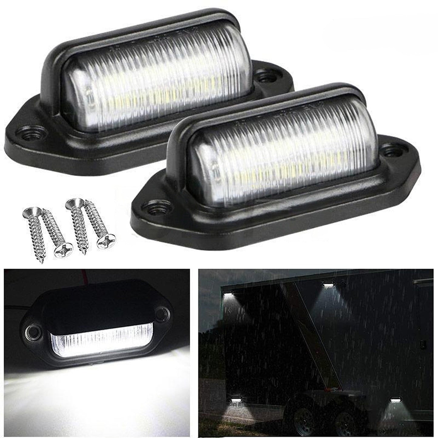 2pcs 12V 24V LED License Number Plate Light for Truck Trailer Car