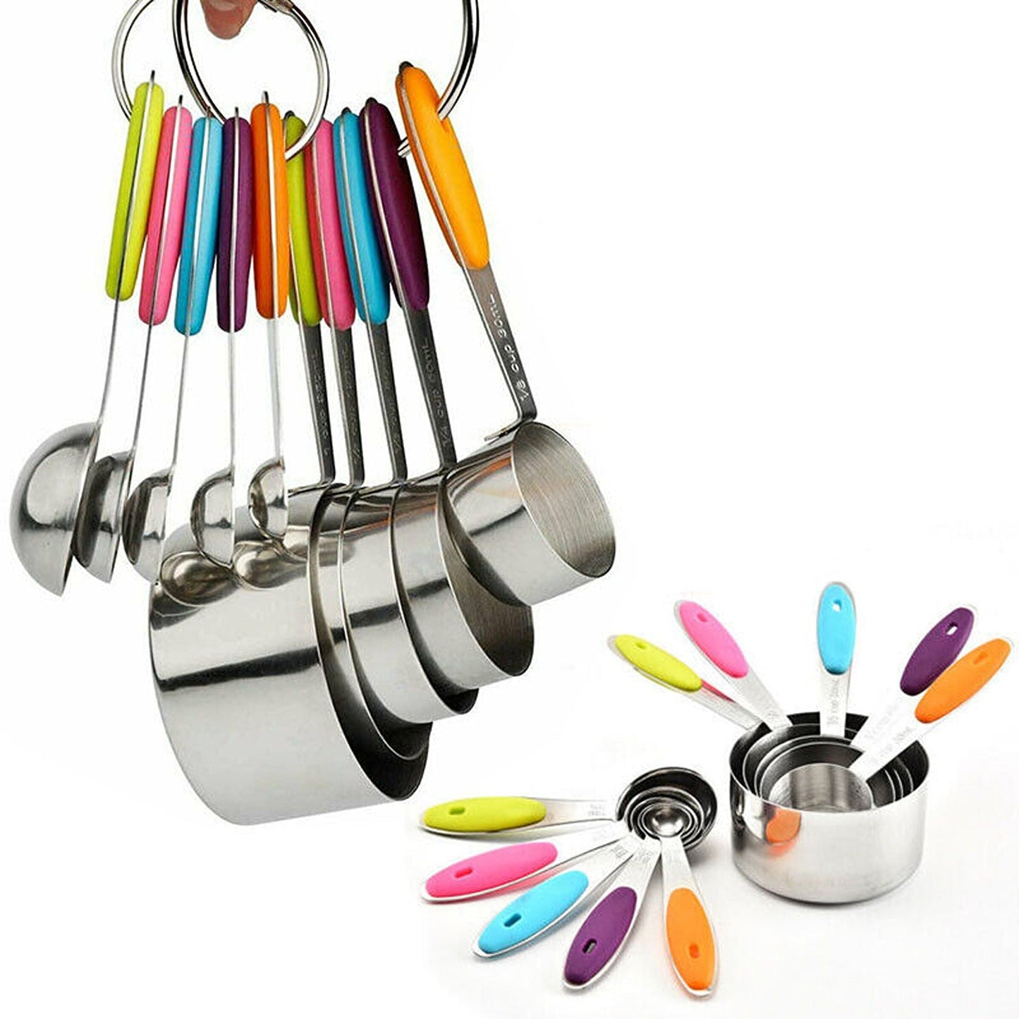 10pcs Stainless Steel Baking Measuring Spoons and Cups Kit