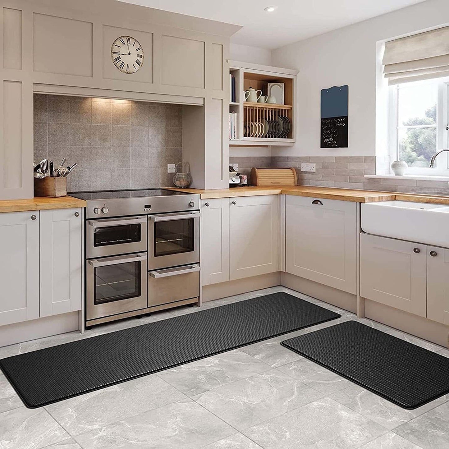 Black Anti-Oil Waterproof Kitchen Door Mat Non-Slip Floor Rug Carpet