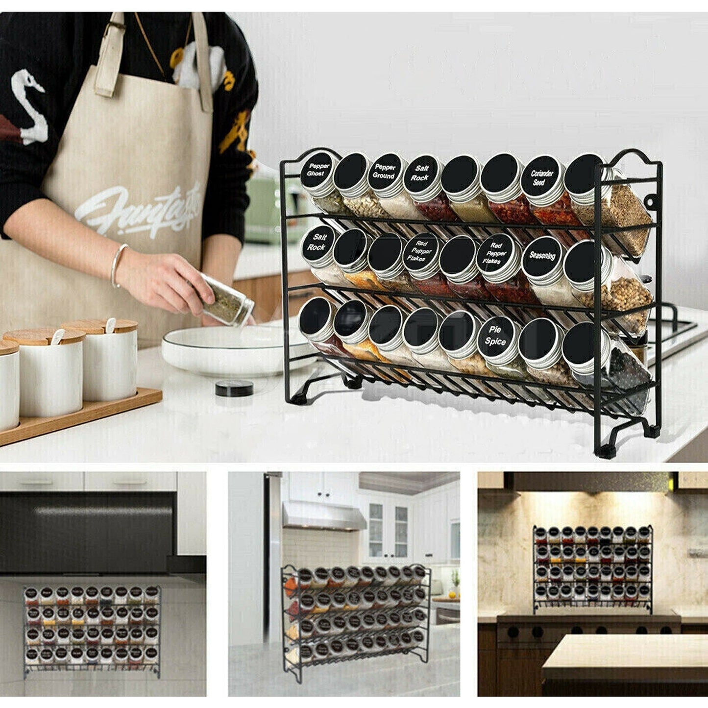 Kitchen Seasoning Spice Bottle Rack with Shelf Storage Organizer