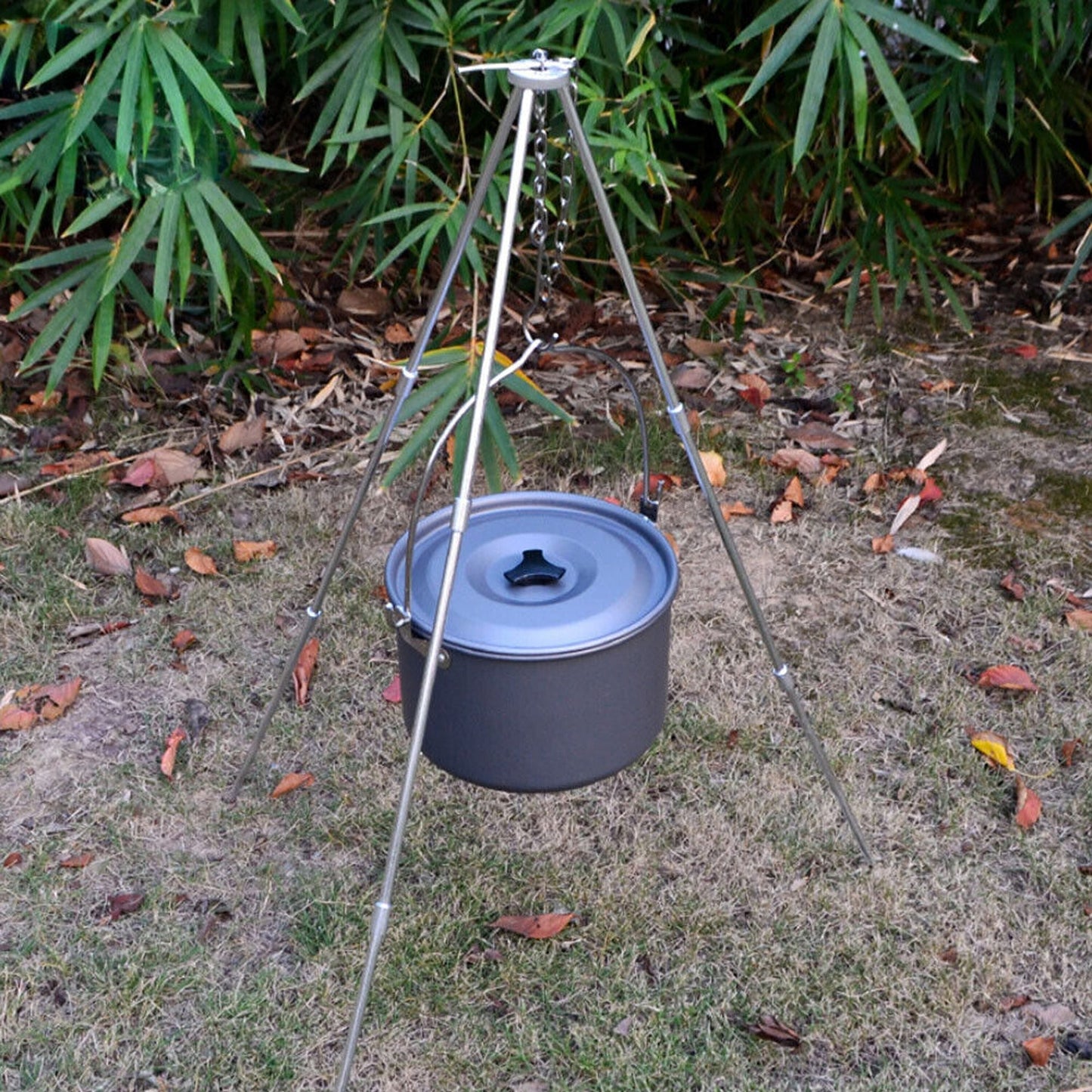 Cast Iron Camping Tripod for Outdoor Cooking over Campfire