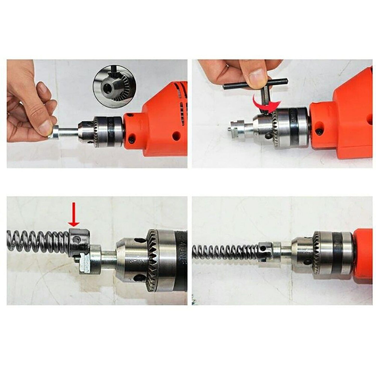 Plumbing Drain Snake with 6 Drill Bits for Pipe Cleaning 12M