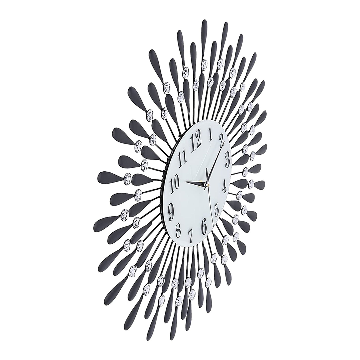 Luxury Modern 3D Crystal Wall Clock Large Art Metal Round Decor