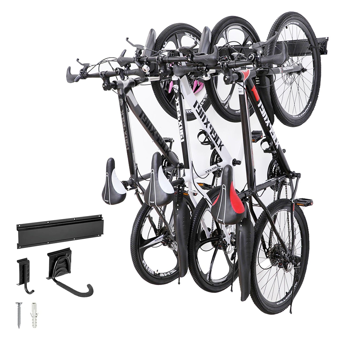 Wall Mount Bicycle Storage Rack Adjustable Garage Bike Hanger for 6 Bikes