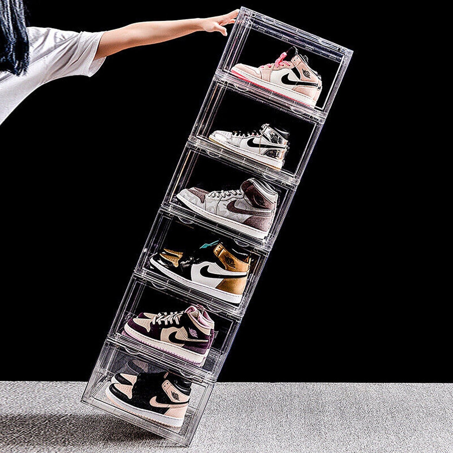 1x Premium Sneaker Display Shoe Box Stackable Clear Storage Side
