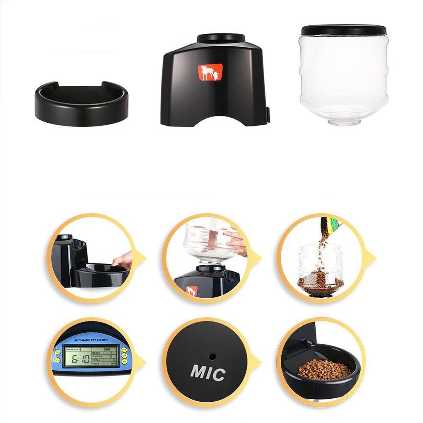 Automatic Pet Feeder with LCD Timer for Dogs and Cats 5.5L