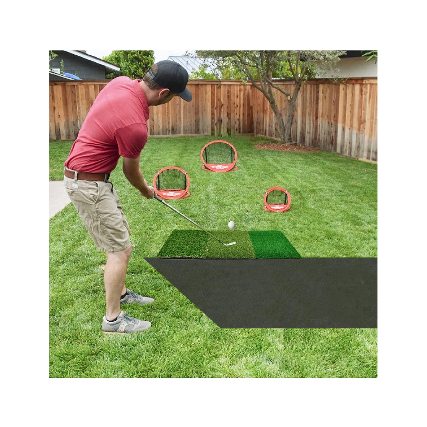 3-in-1 Golf Practice Mat for Indoor Outdoor Training and Hitting