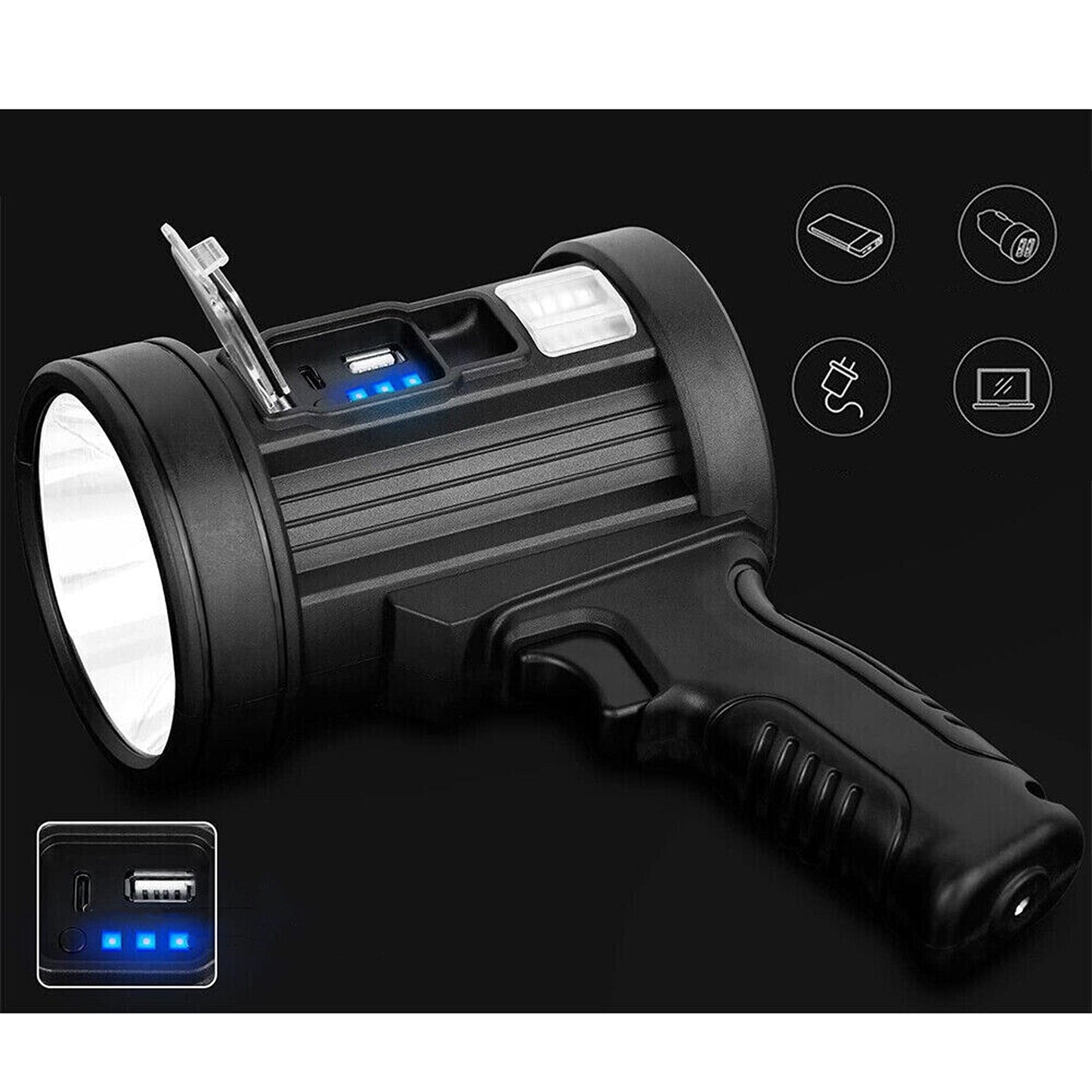 Rechargeable LED WorkLight and Searchlight with USB Functionality