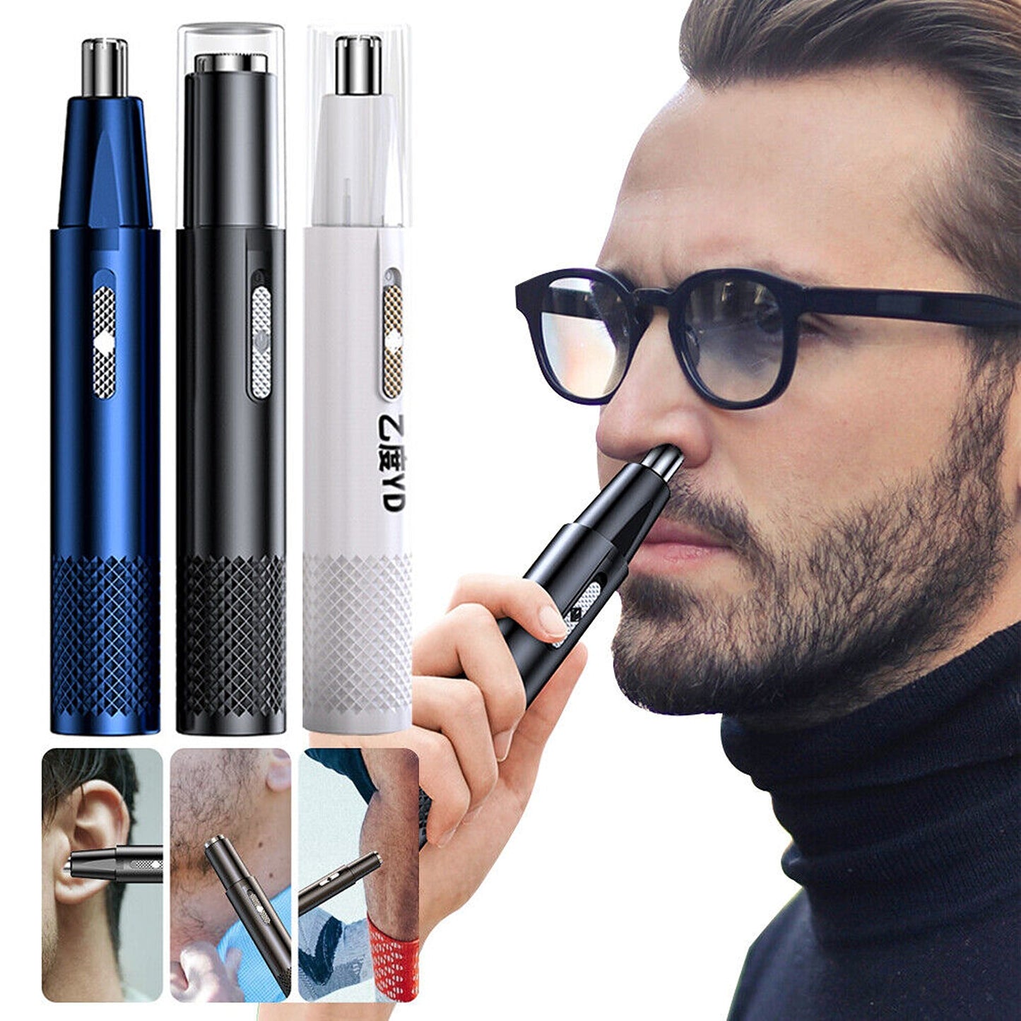 Electric Nose Ear Hair Trimmer with Eyebrow Clipper Rechargeable