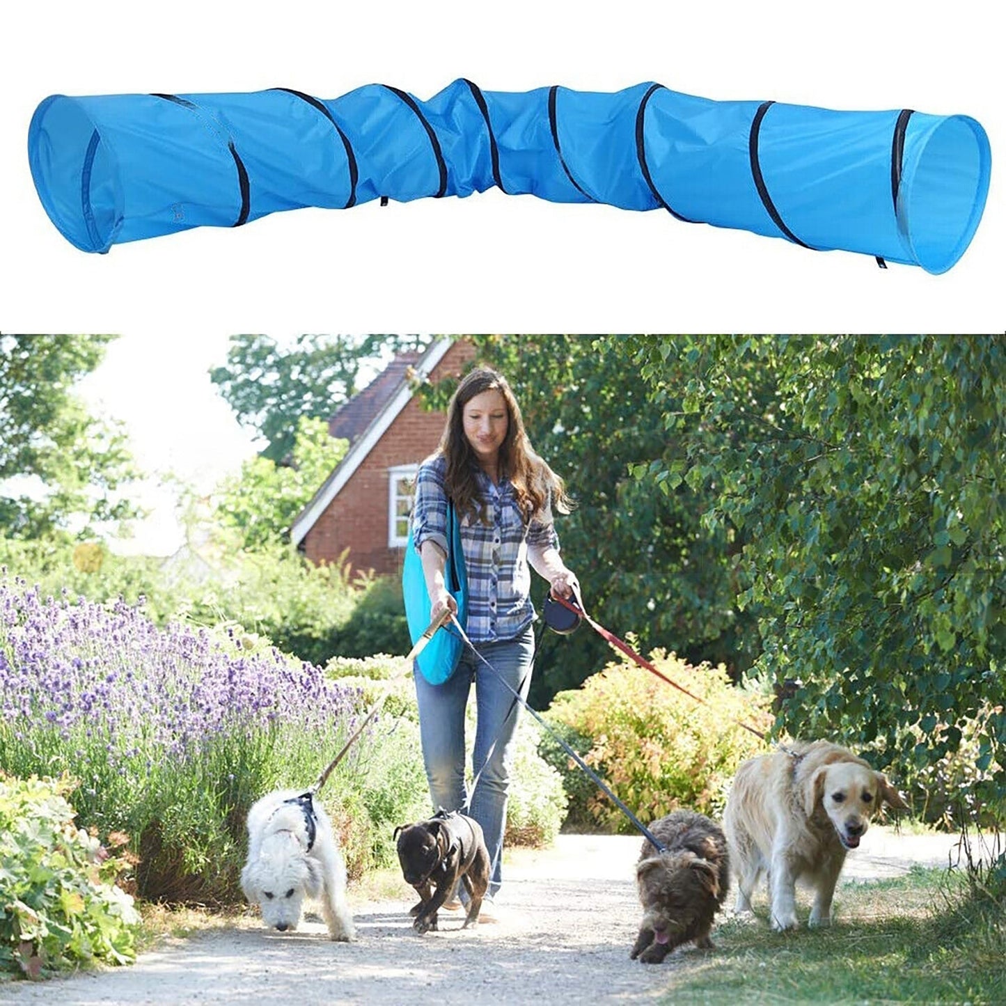 Waterproof 5M Pet Agility Exercise Tunnel Training Cat Dog Chute with Carry Bag