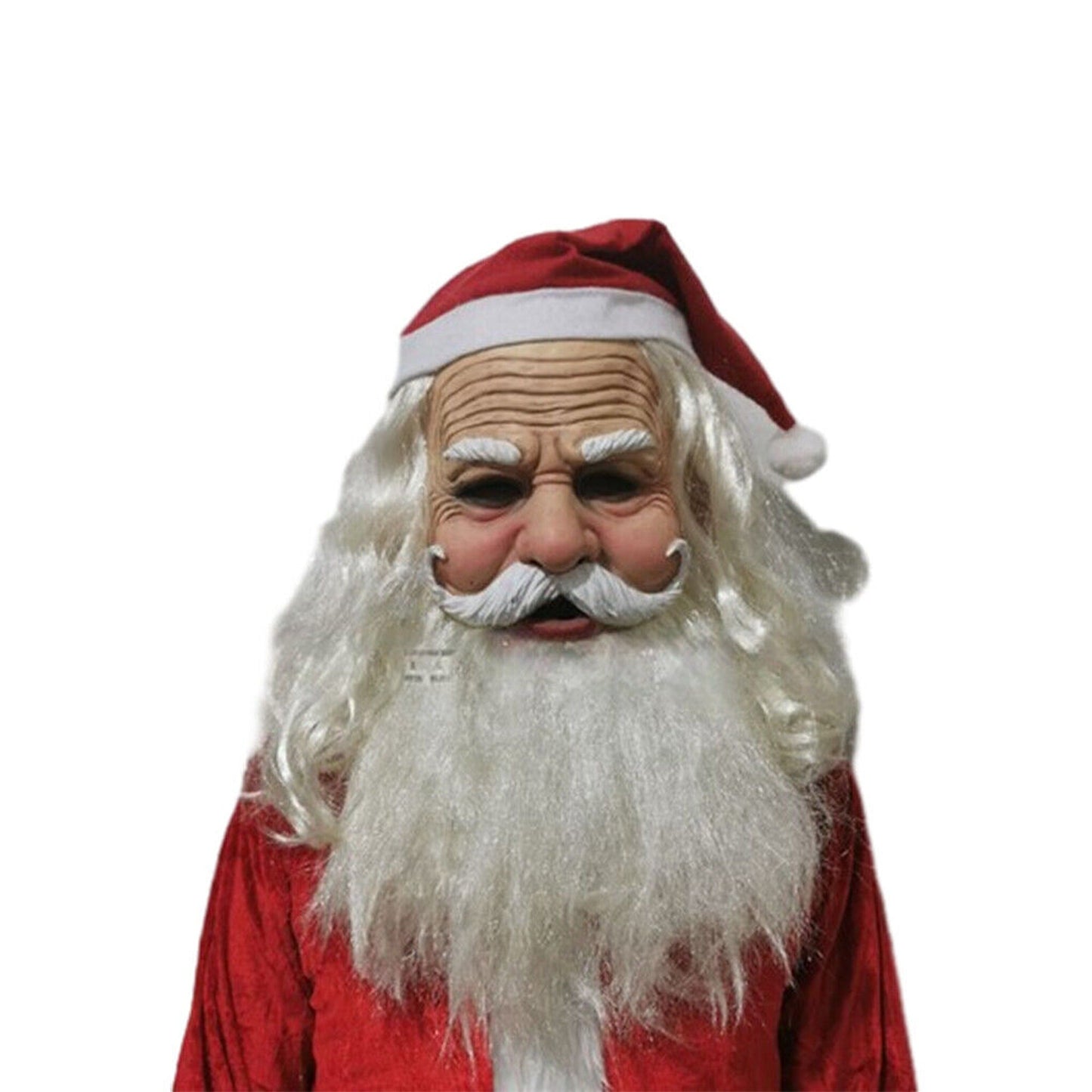 Christmas Cosplay Latex Mask with White Beard for Parties