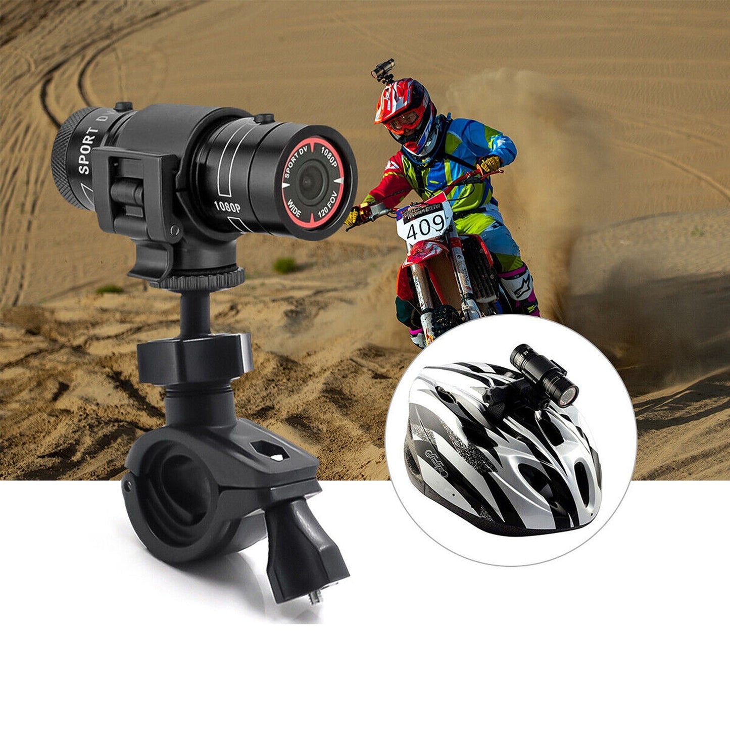 HD 1080P Action Sports Helmet Camera for Motorcycle and Bike Riding