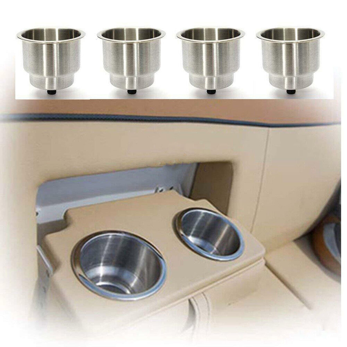 4pcs Stainless Steel Universal Drink Cup Holder Insert for Boats RVs Trucks