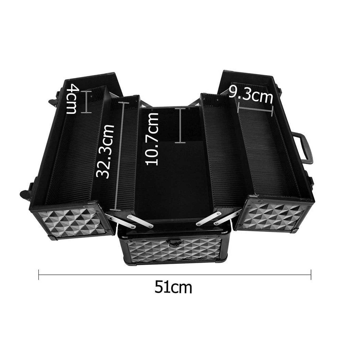 Portable Diamond Pattern Beauty Makeup Cosmetic Case with Carry Strap