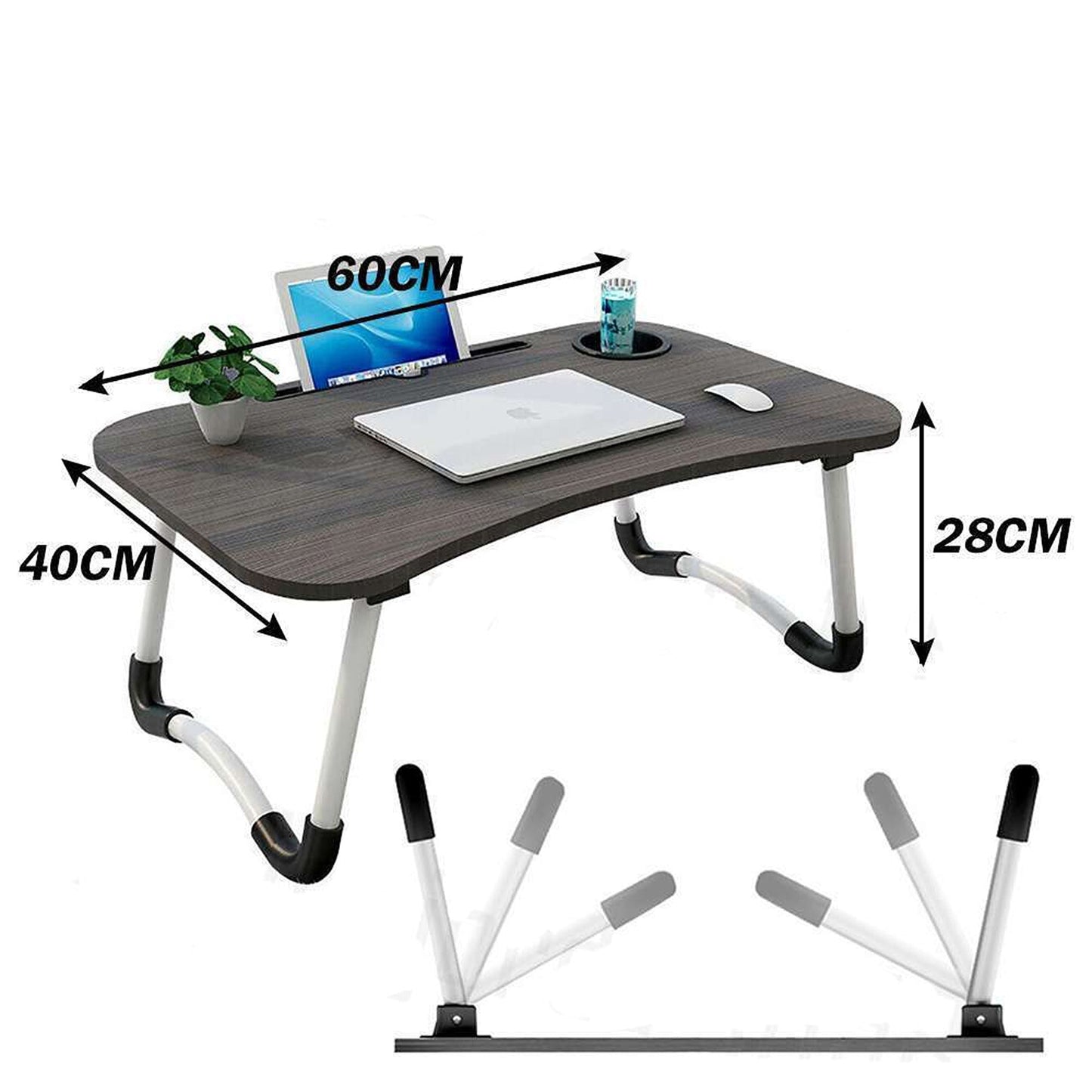Adjustable Laptop Stand Portable Desk for Bed with Cup Holder