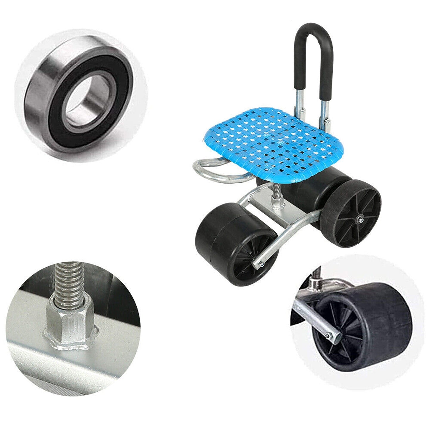 Adjustable Rolling Garden Stool with Wheels 4-Wheel Kneeler Tool