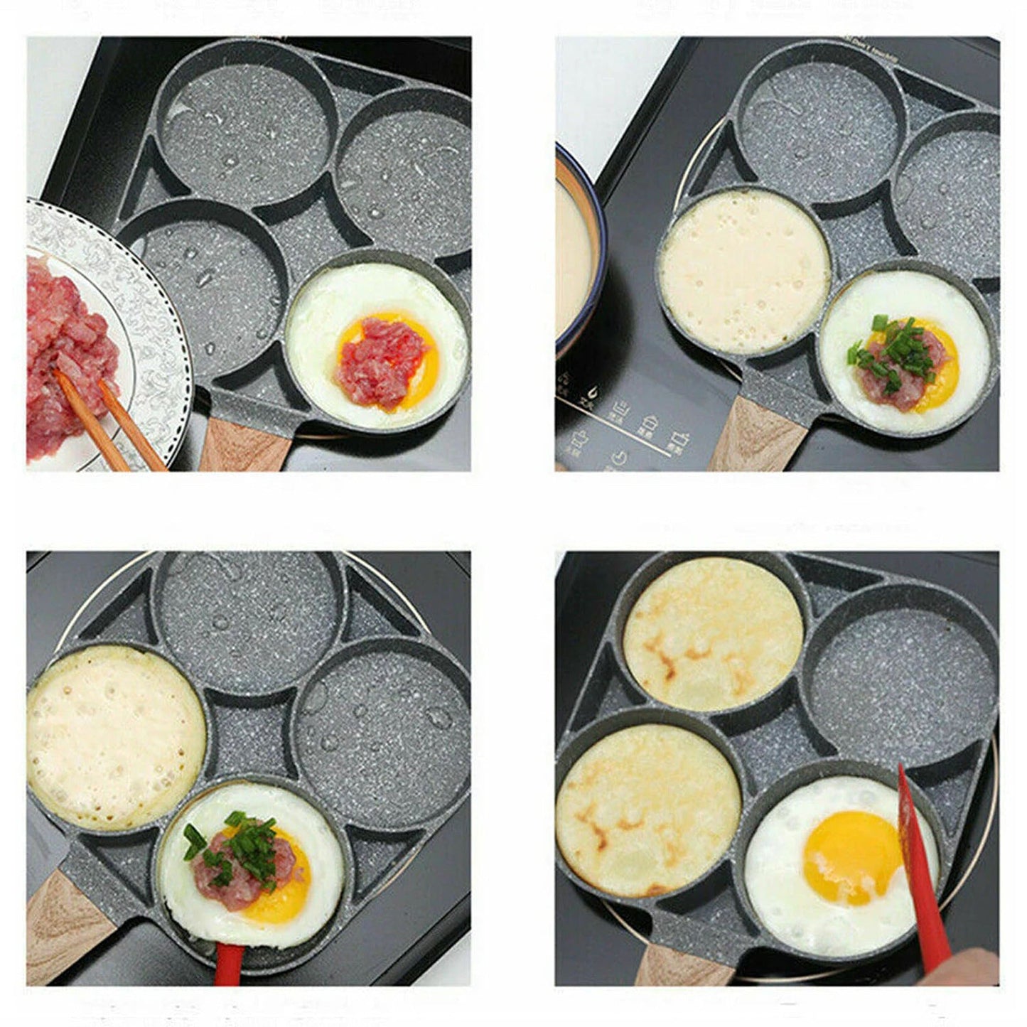Non-Stick 4 Cup Breakfast Egg Pancake Cooking Pan