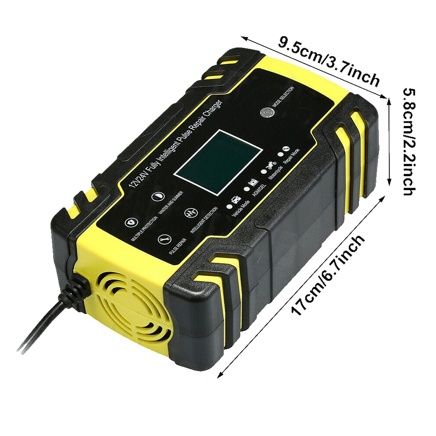 Smart Car Battery Charger Trickle and Repair Function for Motorcycles and Boats