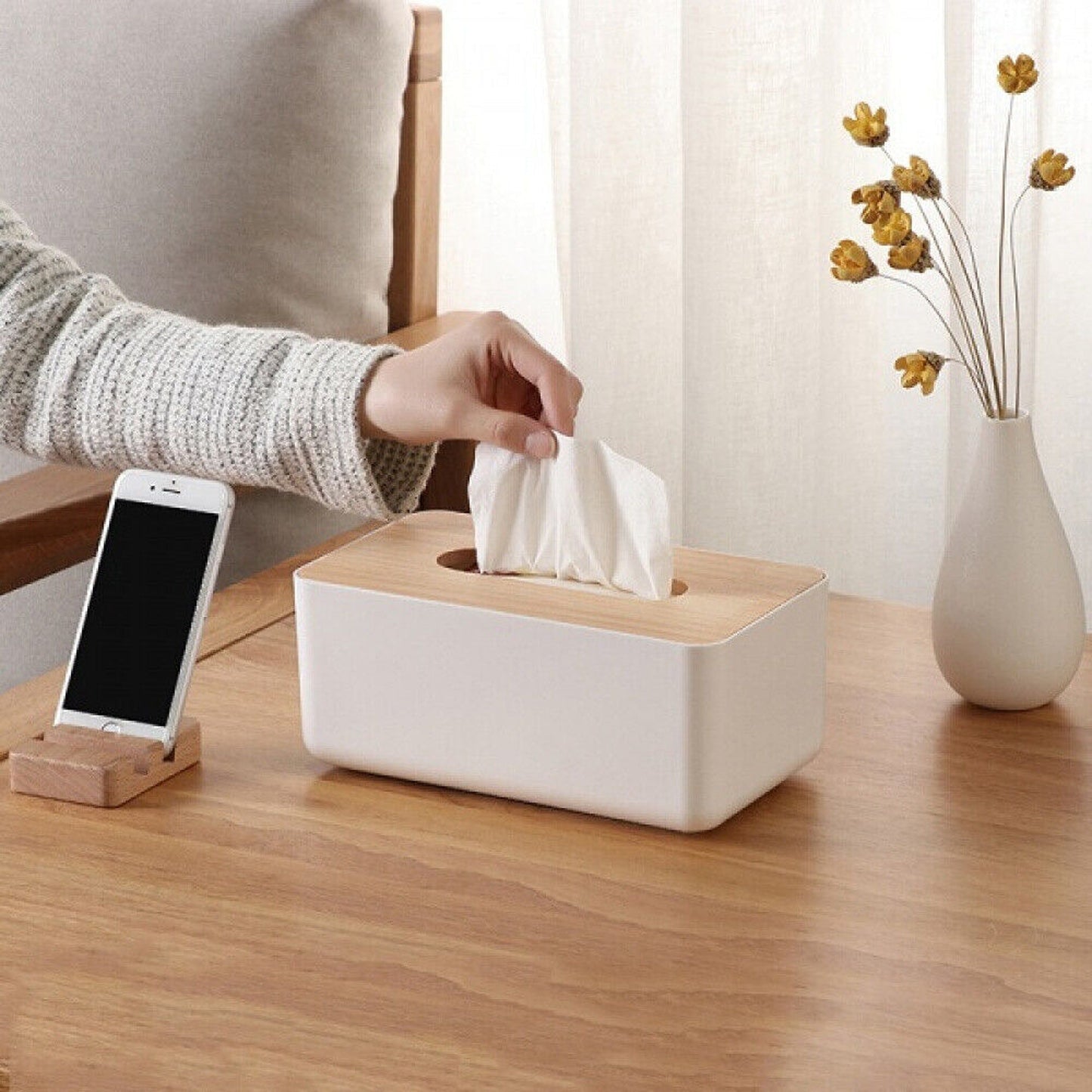 Elegant Wooden Tissue Box Cover Paper Napkin Storage