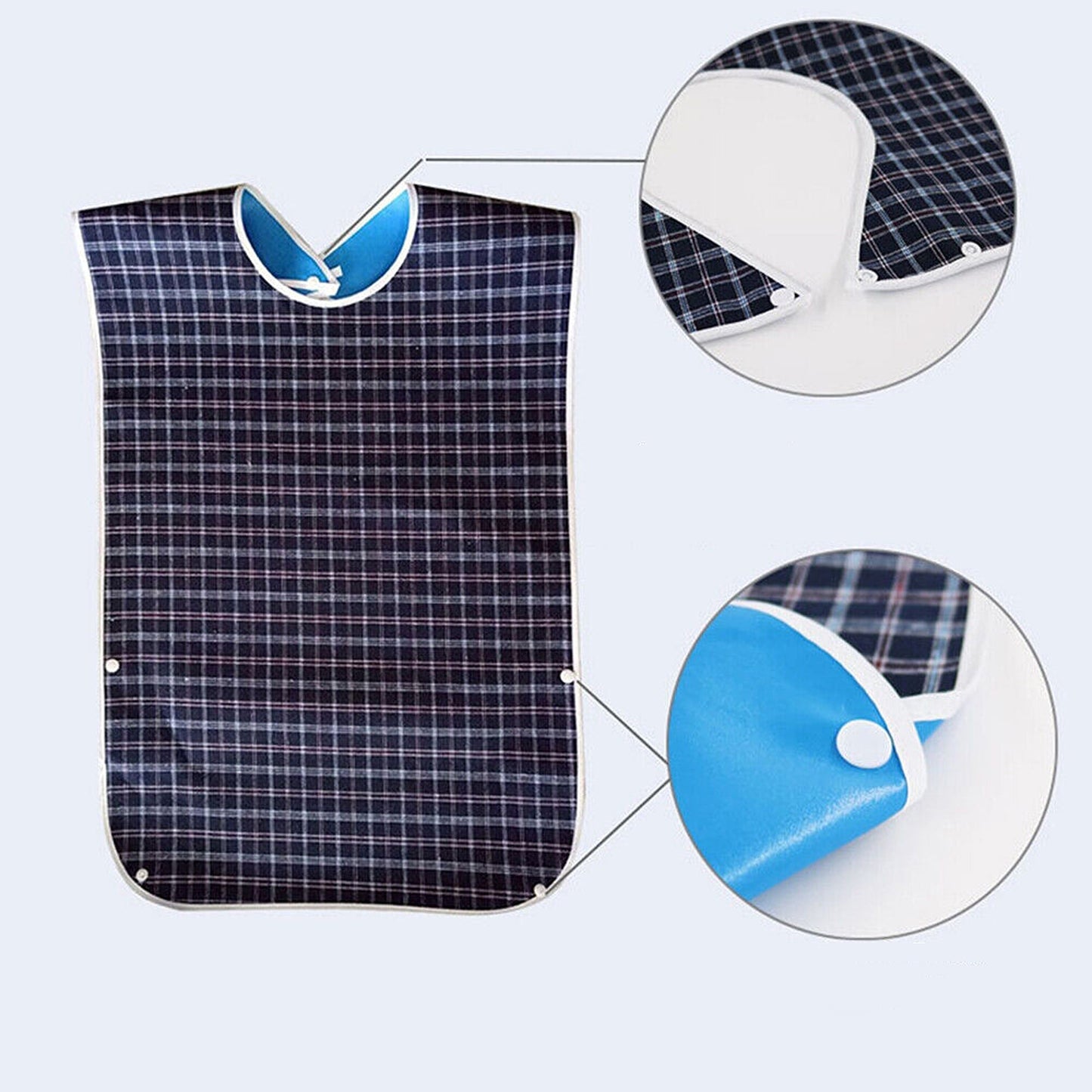 3pcs Large Washable Adult Bib Plaid Print for Elderly Senior Disabled