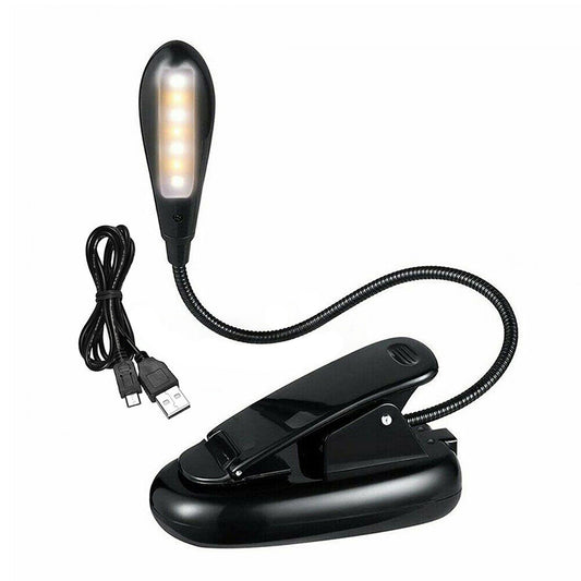 Clip On USB Rechargeable Reading Light Bed Book Lamp with 7 LED