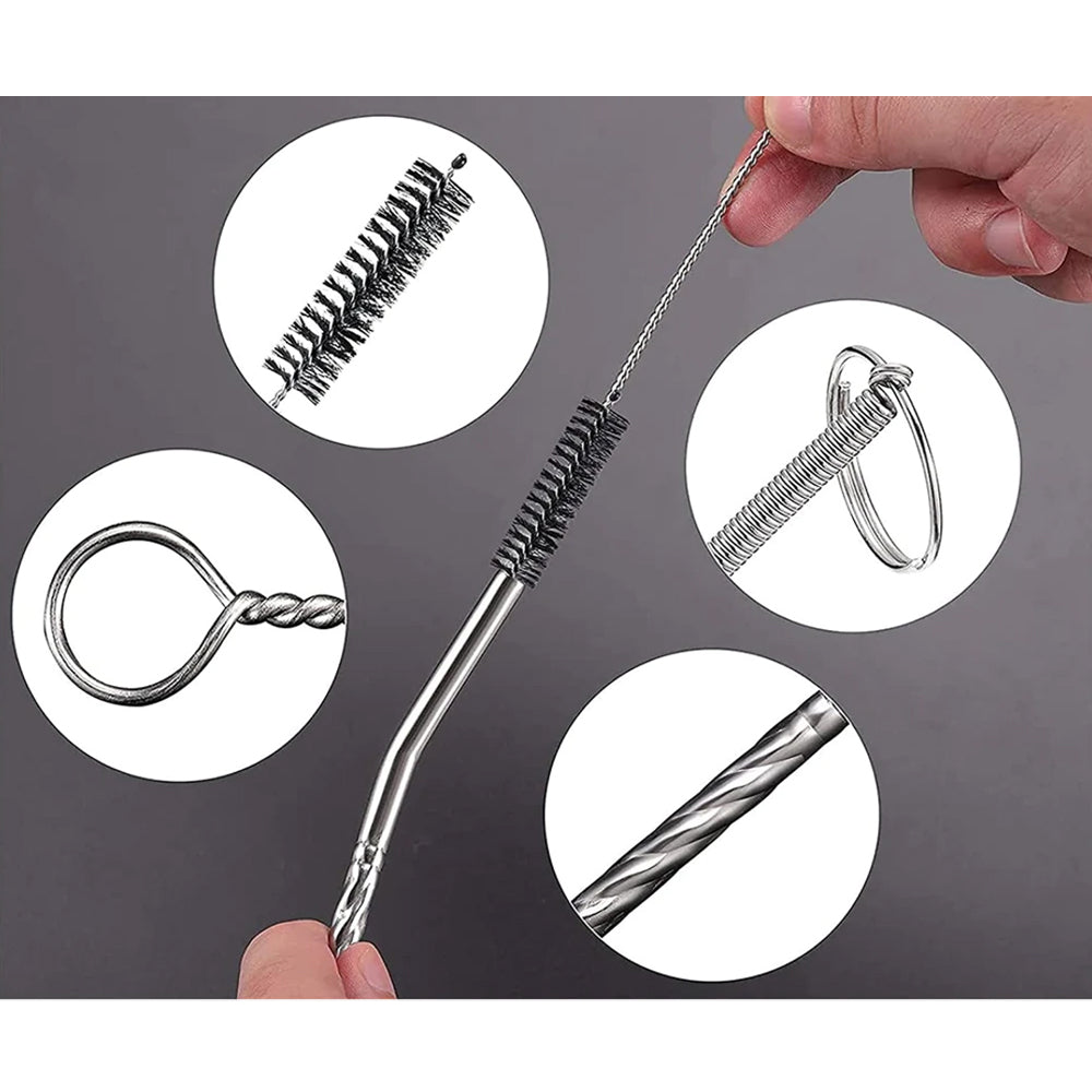 2 Set Nylon Straw Brush Cleaner Bottle Tube Pipe Small Long Cleaning