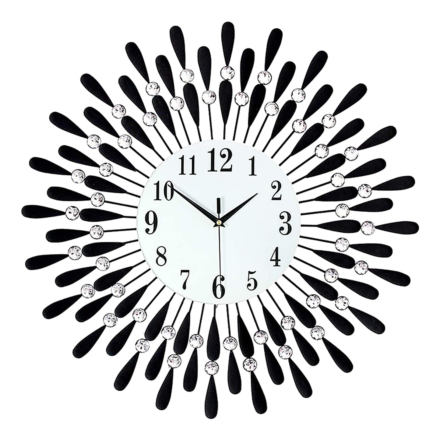 Luxury Modern 3D Crystal Wall Clock Large Art Metal Round Decor