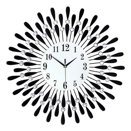 Luxury Modern 3D Crystal Wall Clock Large Art Metal Round Decor