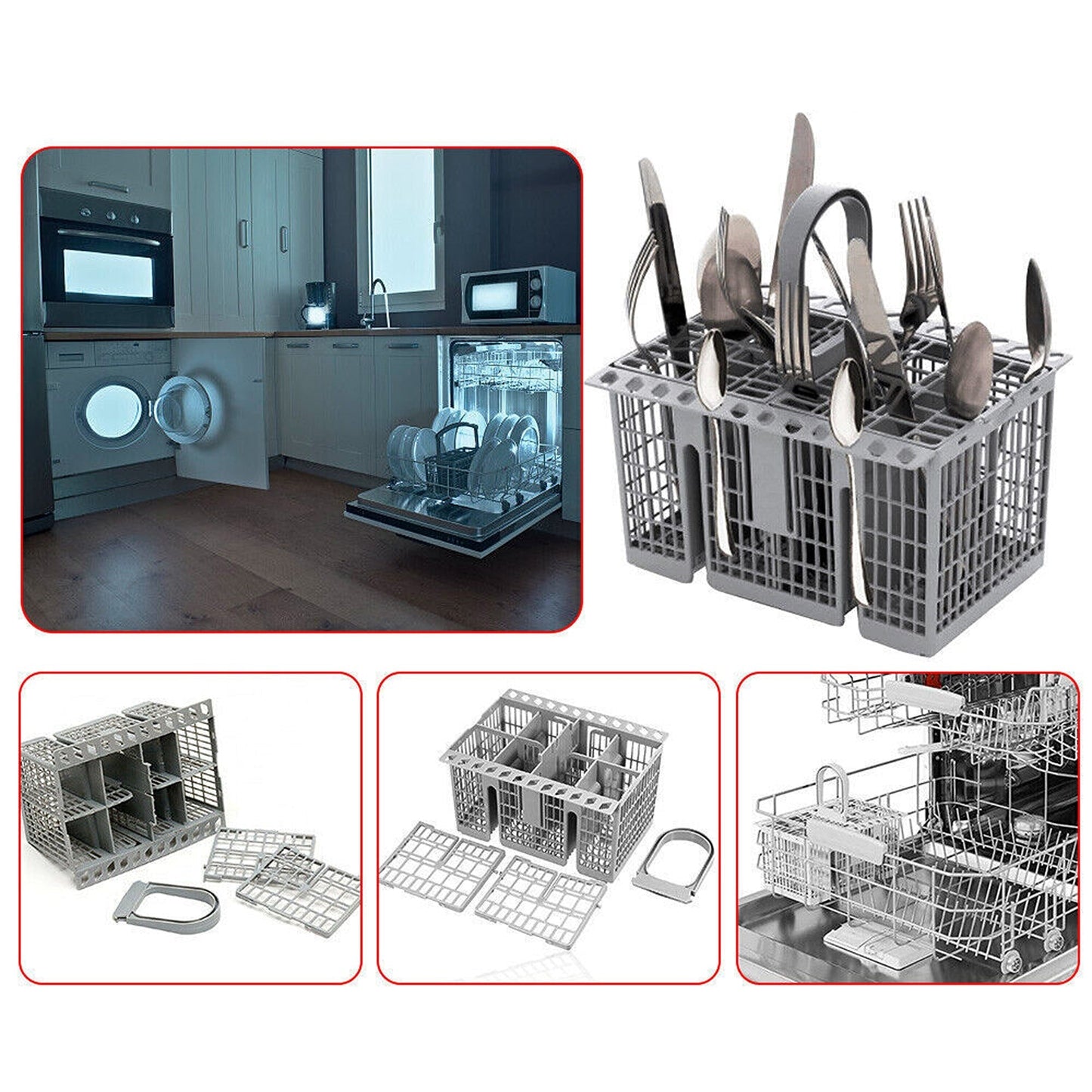 Cutlery Basket for Universal Dishwashers Compatible with Major Brands