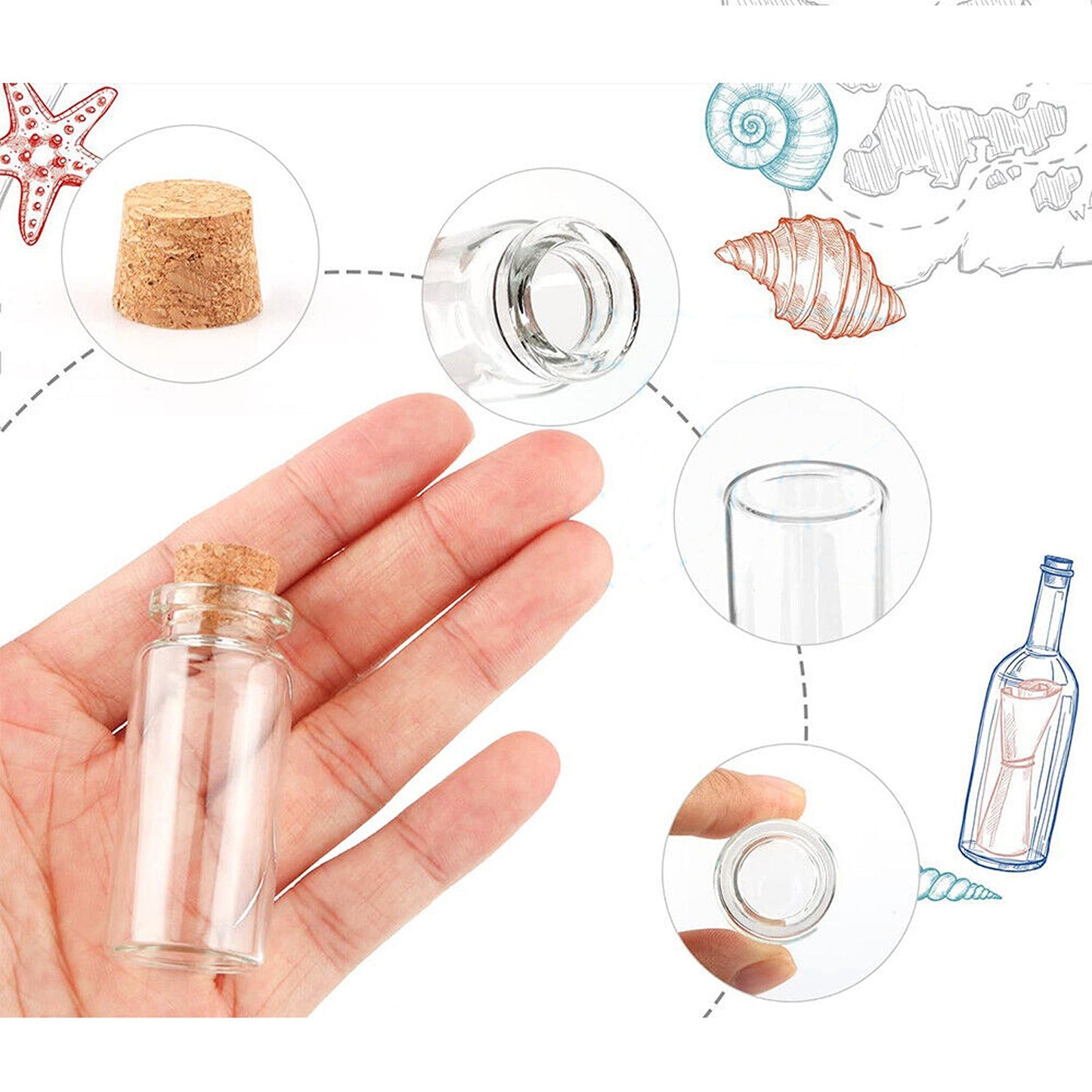 40ml Glass Bottles with Cork Stopper Tiny Crafts Storage Vials