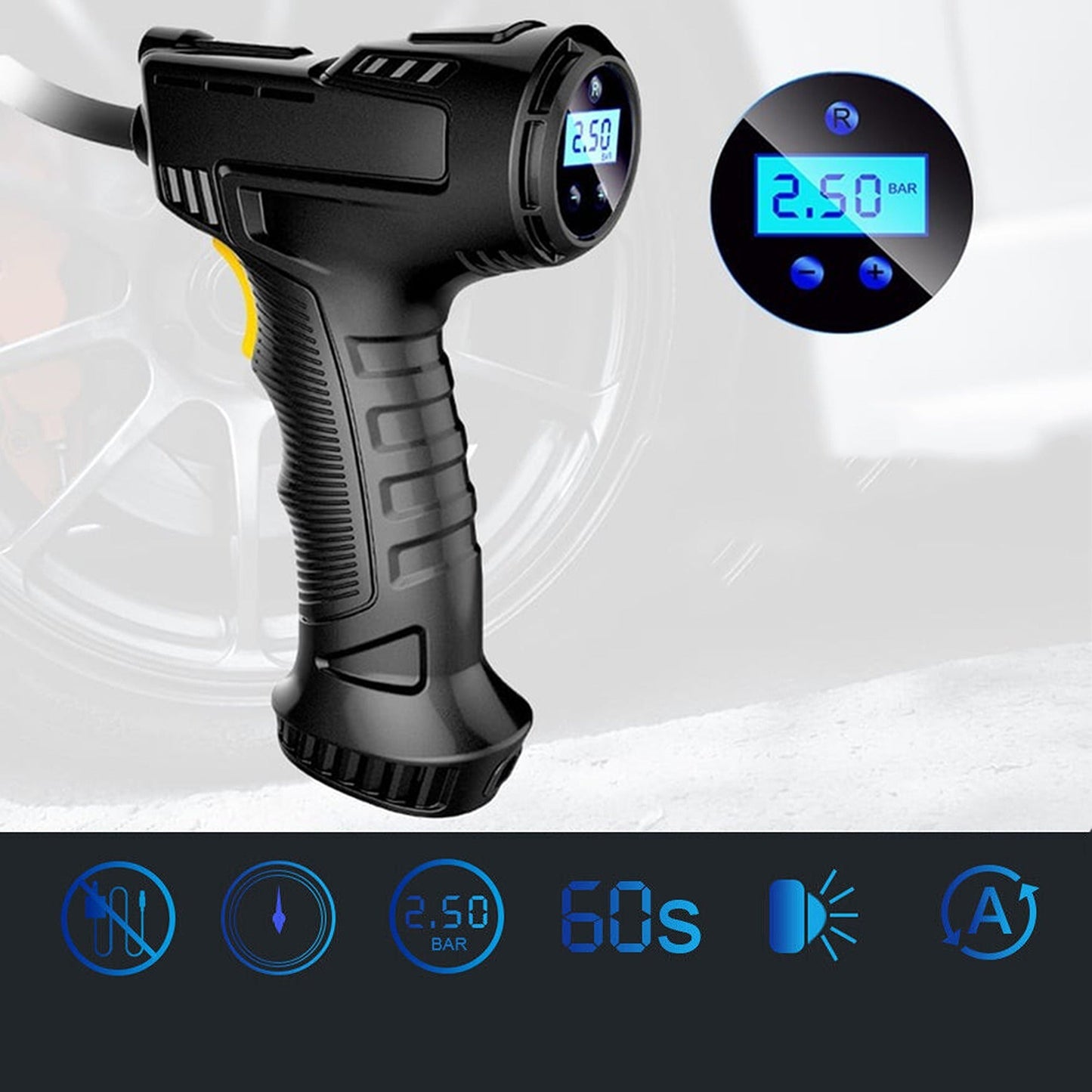Handheld Digital Air Compressor Automatic Cordless Car Tyre Inflator