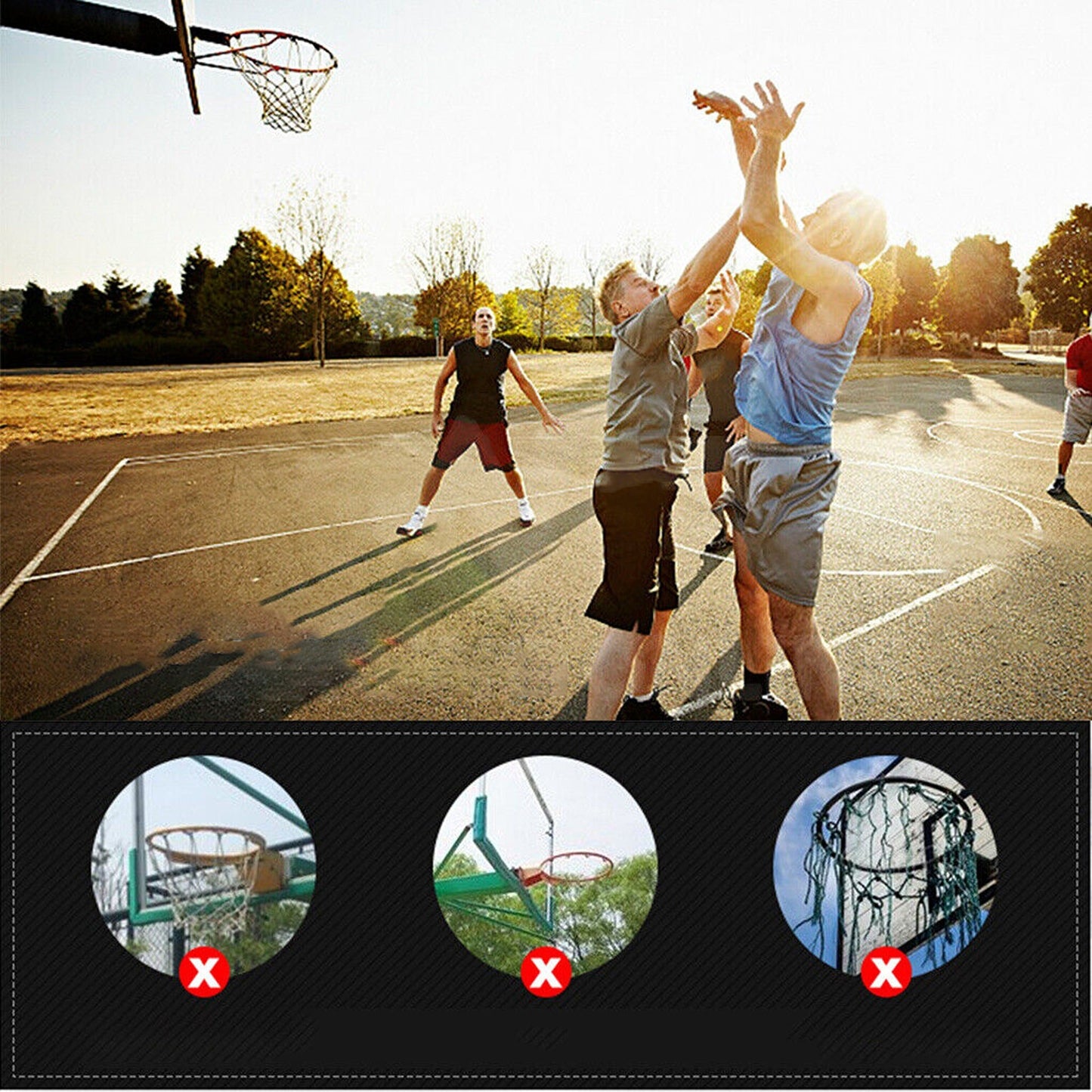 Official Size Heavy Duty Basketball Ring with Metal Chain Net 12 Loop