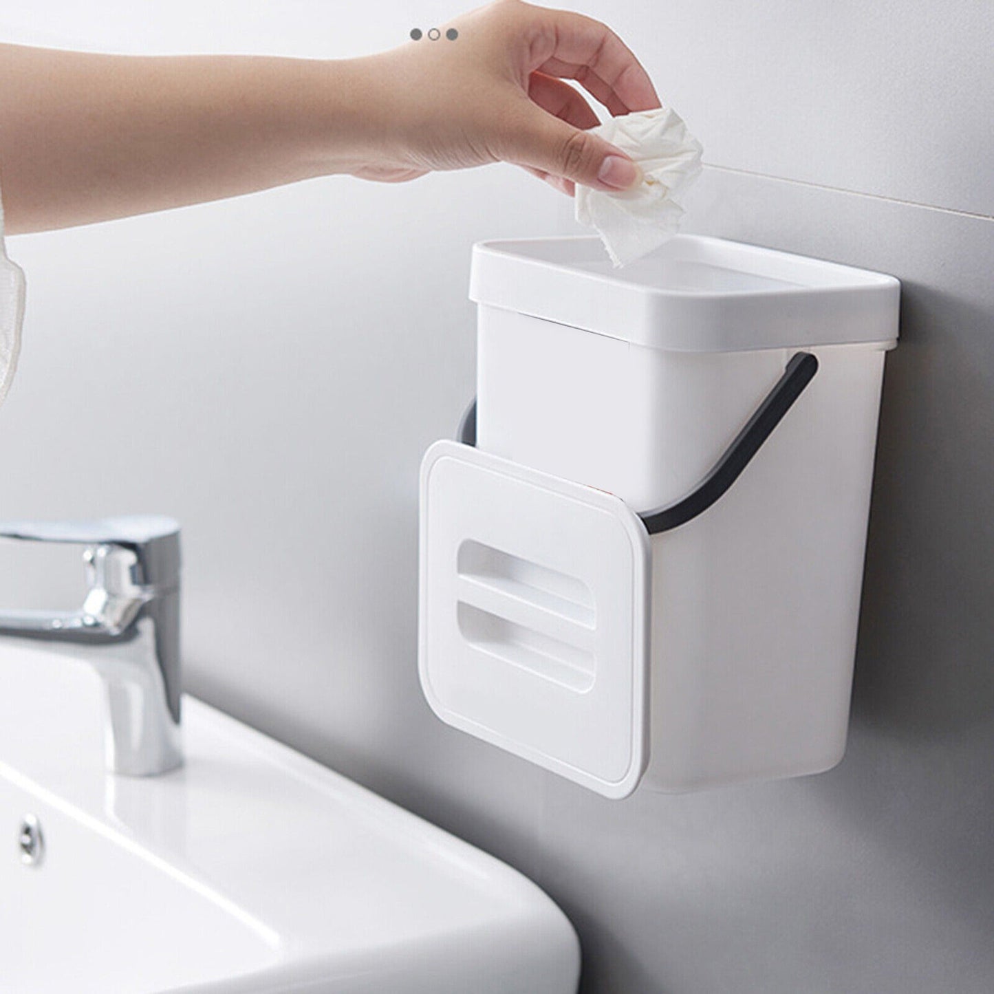 Wall Mounted Cupboard Door Trash Can with Push Top Lid