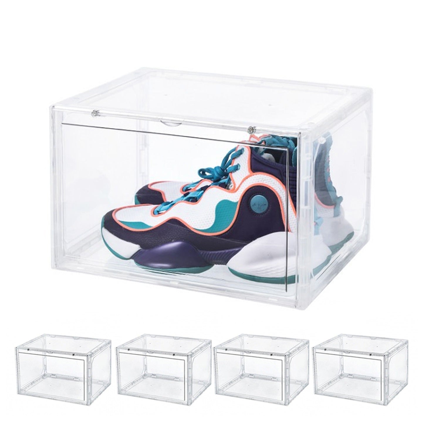 1x Premium Sneaker Display Shoe Box Stackable Clear Storage Side
