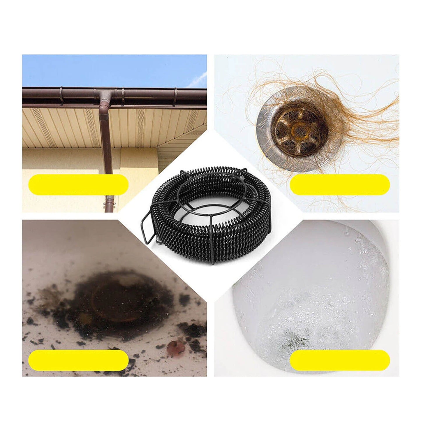 Plumbing Drain Snake with 6 Drill Bits for Pipe Cleaning 12M