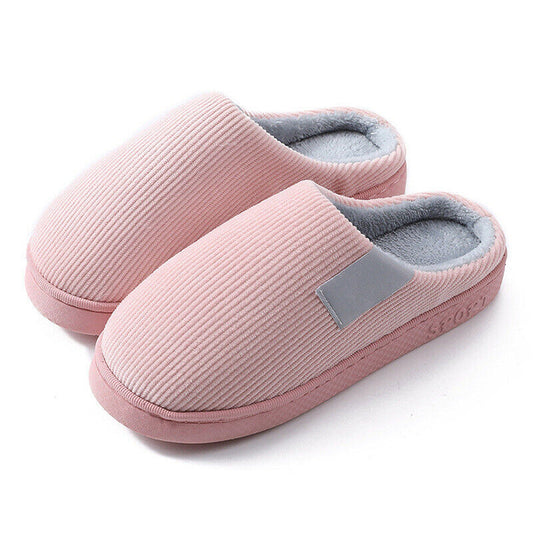 Pink Plush Lined Anti-Slip Winter Slippers Warm Indoor Slides for Men and Women